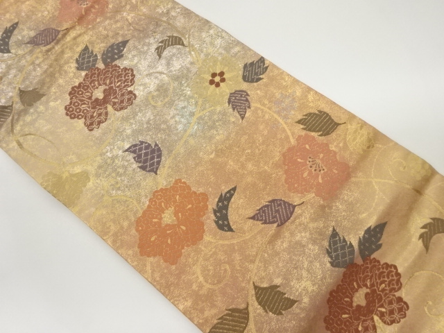 JAPANESE NAGOYA OBI / WOVEN FLOWER ARABESQUE